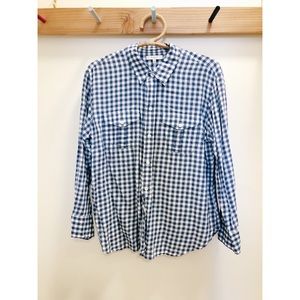 Madewell slate blue gingham button down shirt, M
